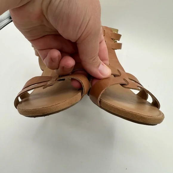 FRANCO SARTO Tan Leather ‘Dare’ Sandal Wedges | Size 8.5 - Picture 11 of 14